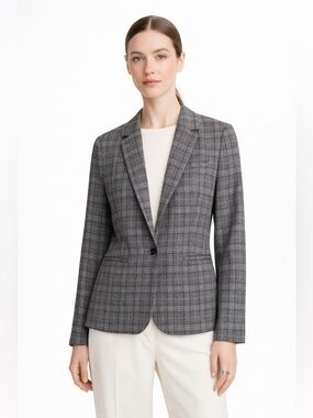 Banana Republic Wool Blend Glen Plaid Blazer Jacket 2 Tailored Classic Check